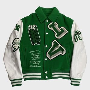 COPY - Louis Vuitton Green Leather Varsity Jacket, Men's (size Medium)